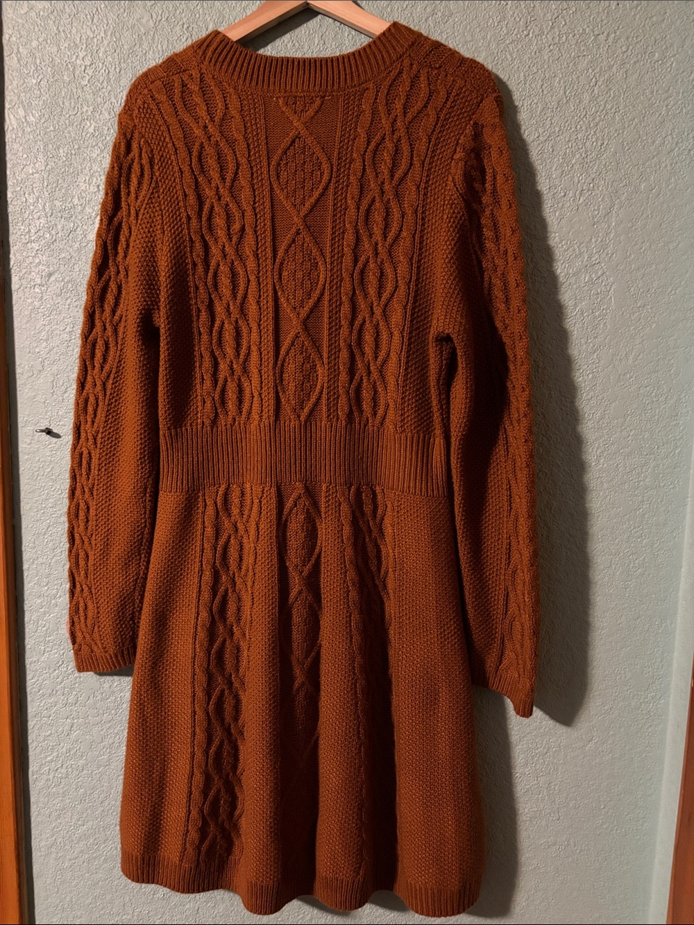 Lucky Brand Cable Knit Rust Orange Long Sleeve Sweater Dress Women’s XL Like New - Picture 3 of 3